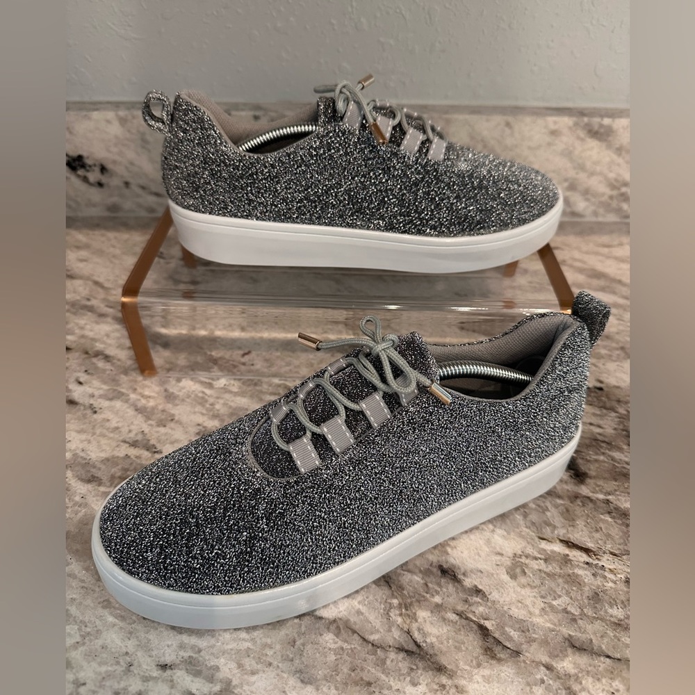 Euro Club silver bling sneakers Sz 8